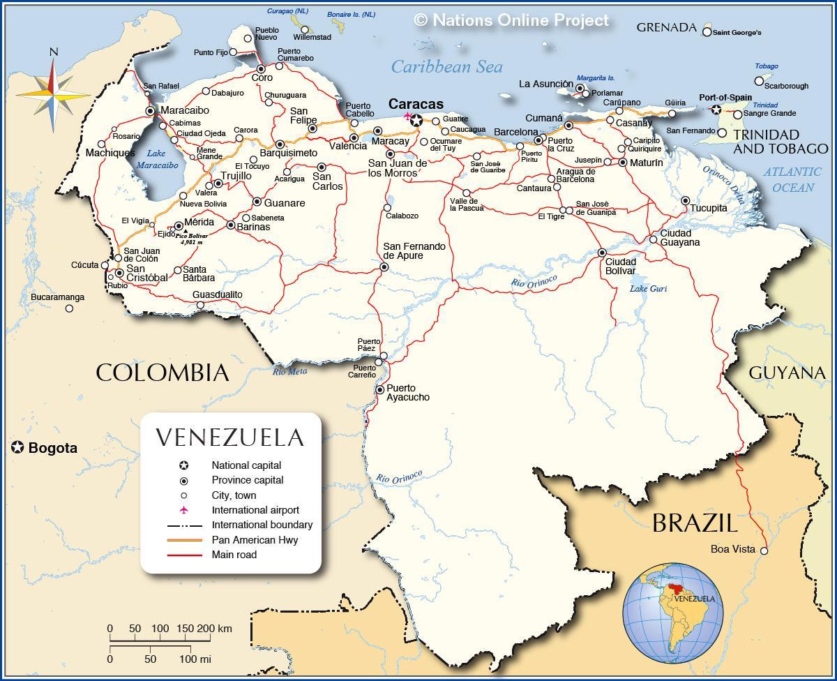 yksityiskohtainen kartta venezuela