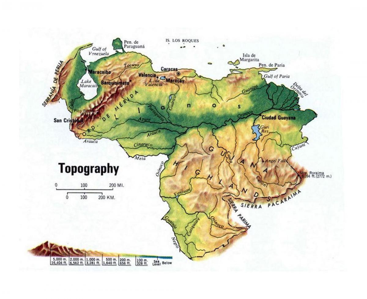 kartta topografinen venezuela