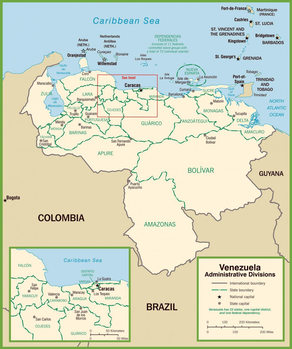 kartta venezuelan poliittinen