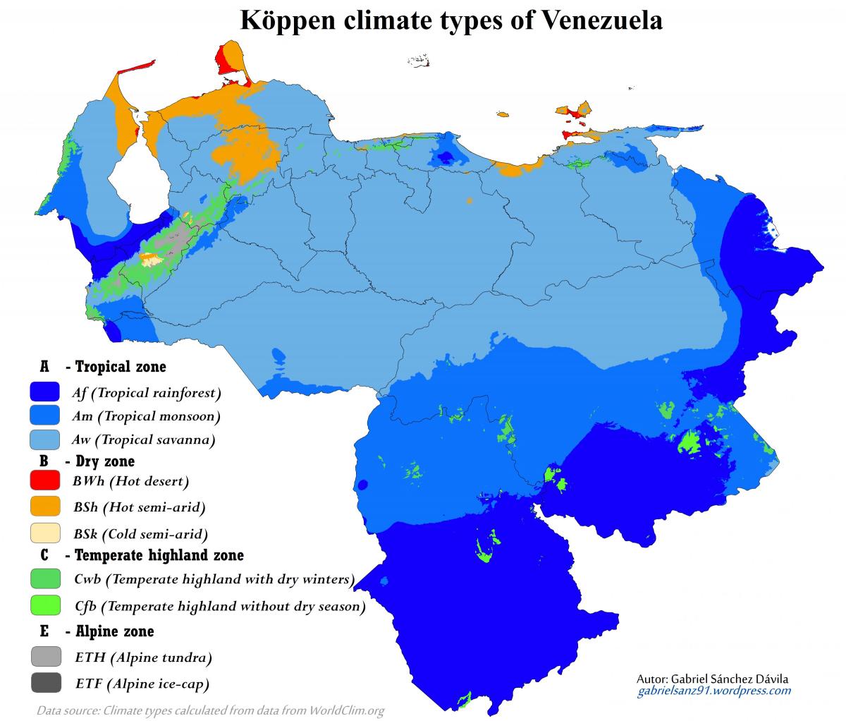 kartta venezuelan ilmasto