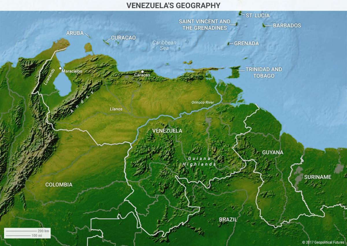 kartta venezuelan maantiede