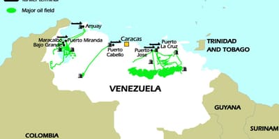Venezuelan öljyvarat kartta