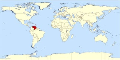 Venezuela sijainti maailman kartalla