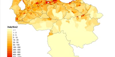 Venezuelan väestön tiheys kartta